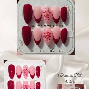 Elegant Red and Pink Press-On Nail Kit